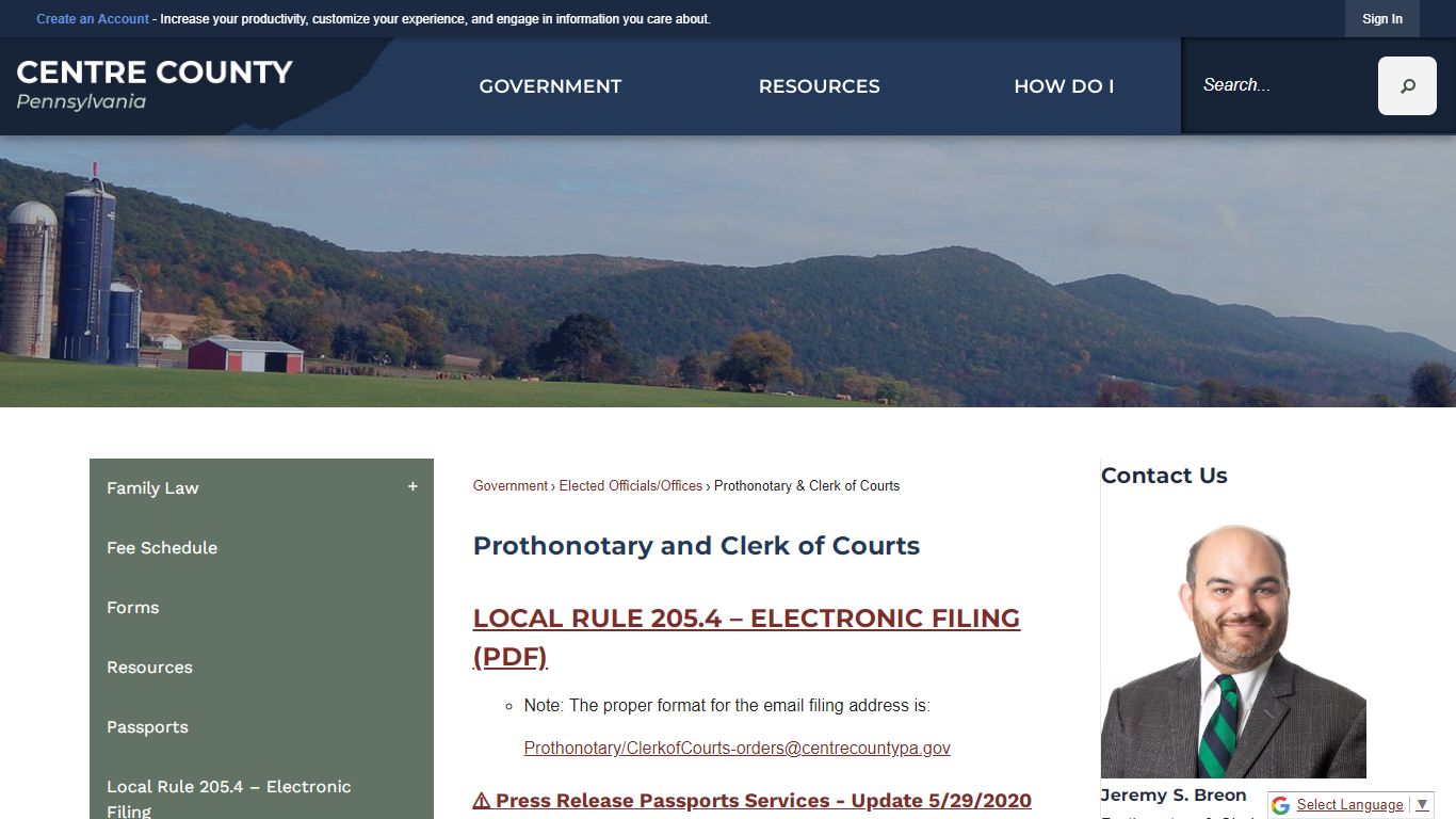 Prothonotary and Clerk of Courts - Centre County, PA
